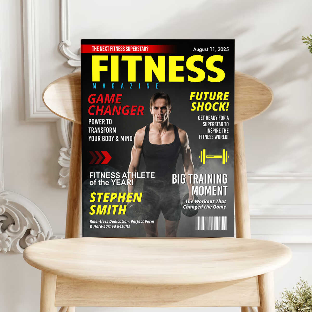 Custom Fitness Magazine Cover Canvas, Custom Gift for Bodybuilder, Fitness Lover Gift, Gift for Gym Enthusiast Athlete