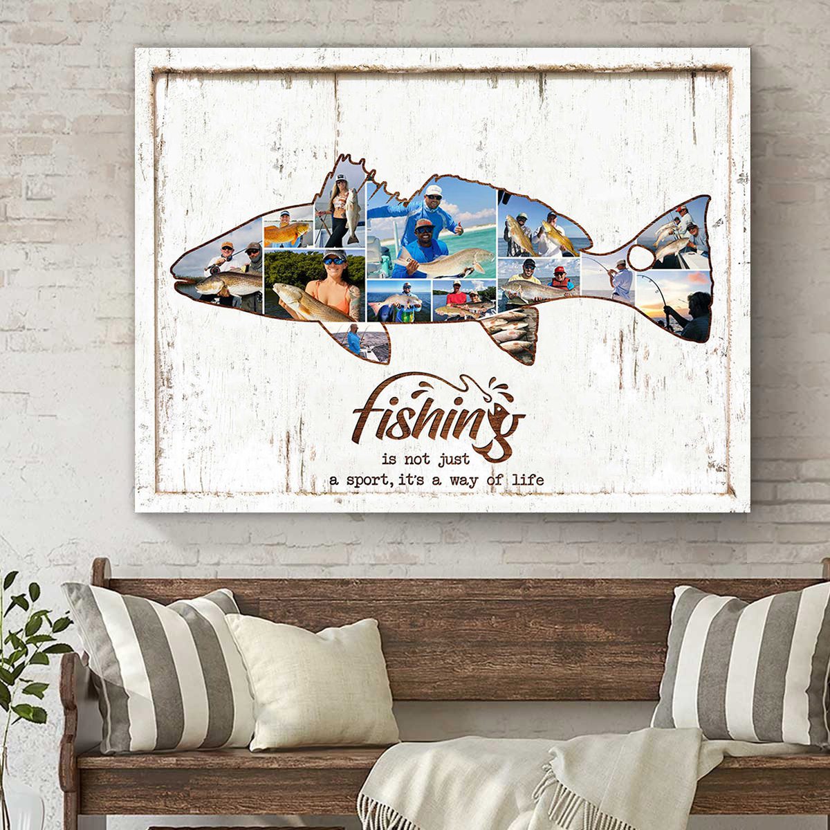 Personalized Red drum Fishing Photo Collage Canvas Poster, Redfish Gift for Him