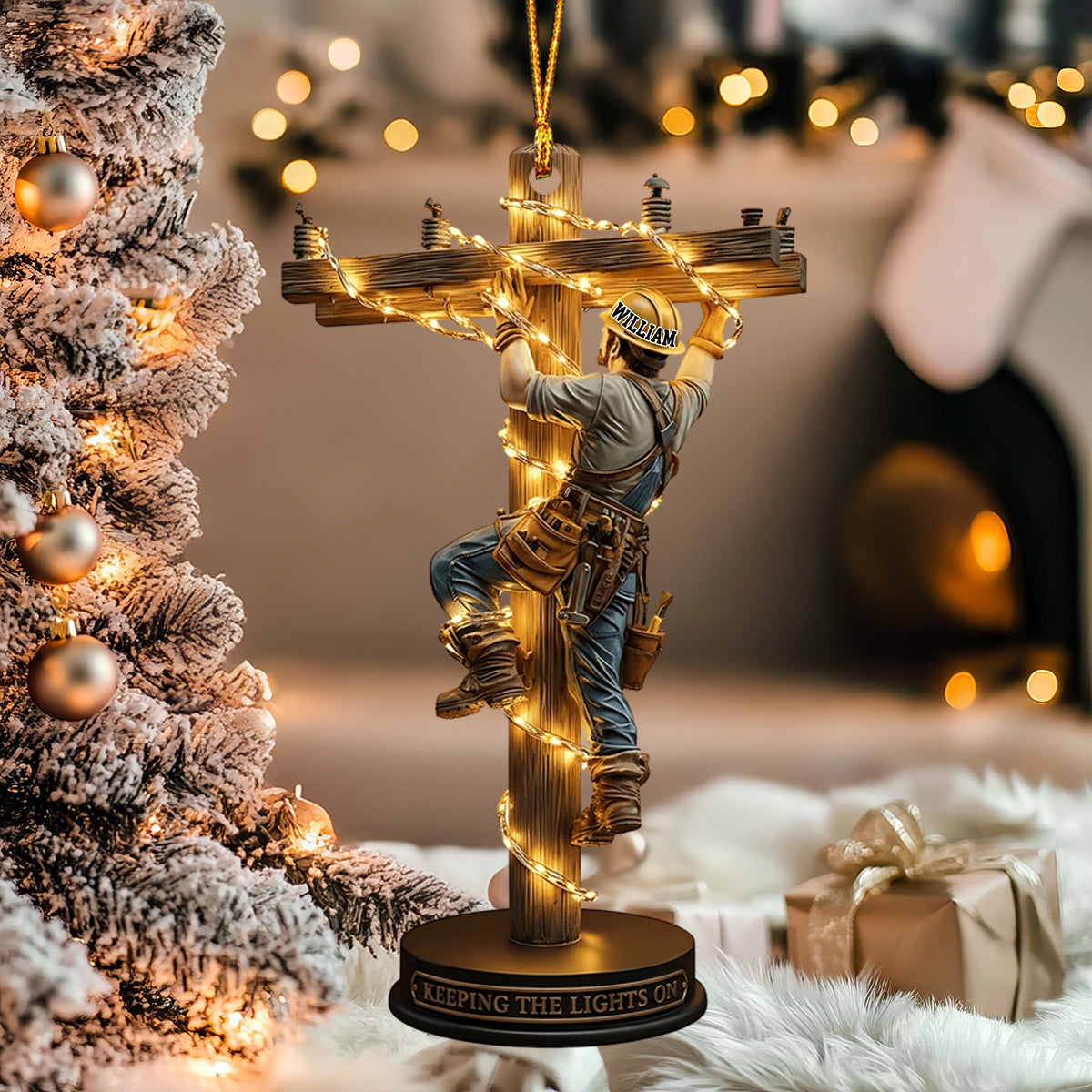 Keeping The Lights On - Personalized Lineman Custom Shaped Ornament