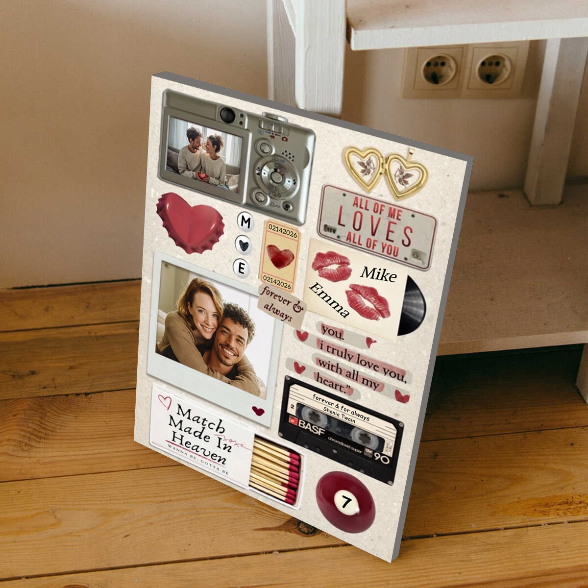 Couple’s Memory Scrapbook Canvas - Personalized Custom Wall Art, Anniversary & Valentine’s Day Gift