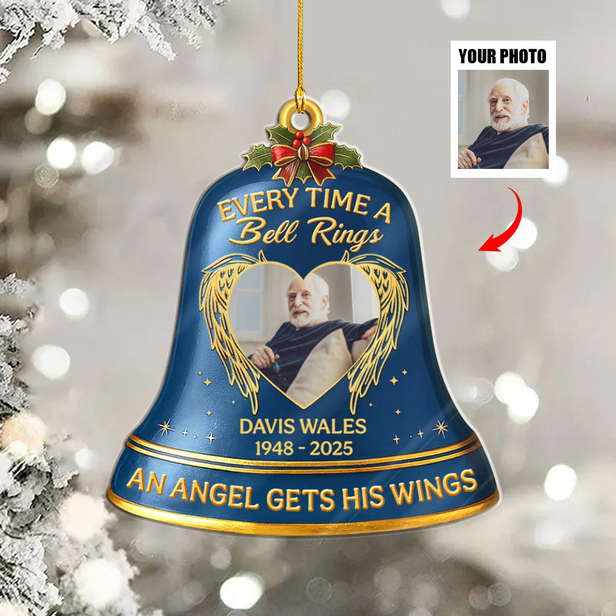 Every Time A Bell Rings - Custom Photo Memorial Personalized Acrylic Ornament