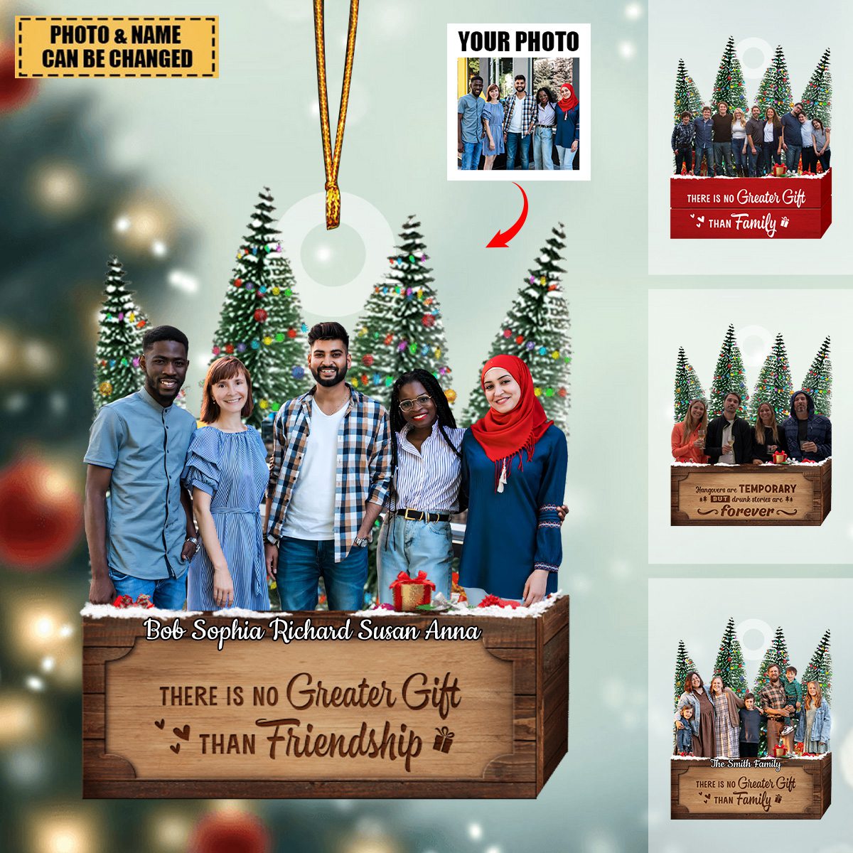 There is no Greater Gift than Family - Personalized Custom Photo Christmas Ornament