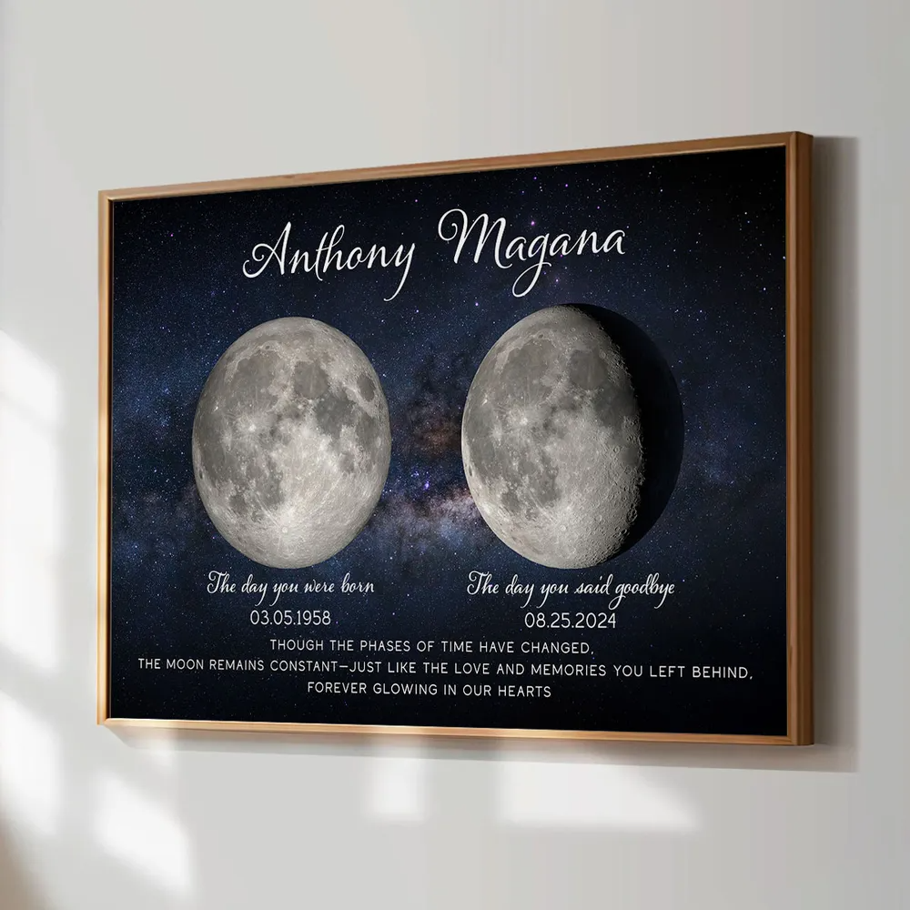 Lost Loved One Moon Phase Art Memorial Sympathy Gift Personalized Poster