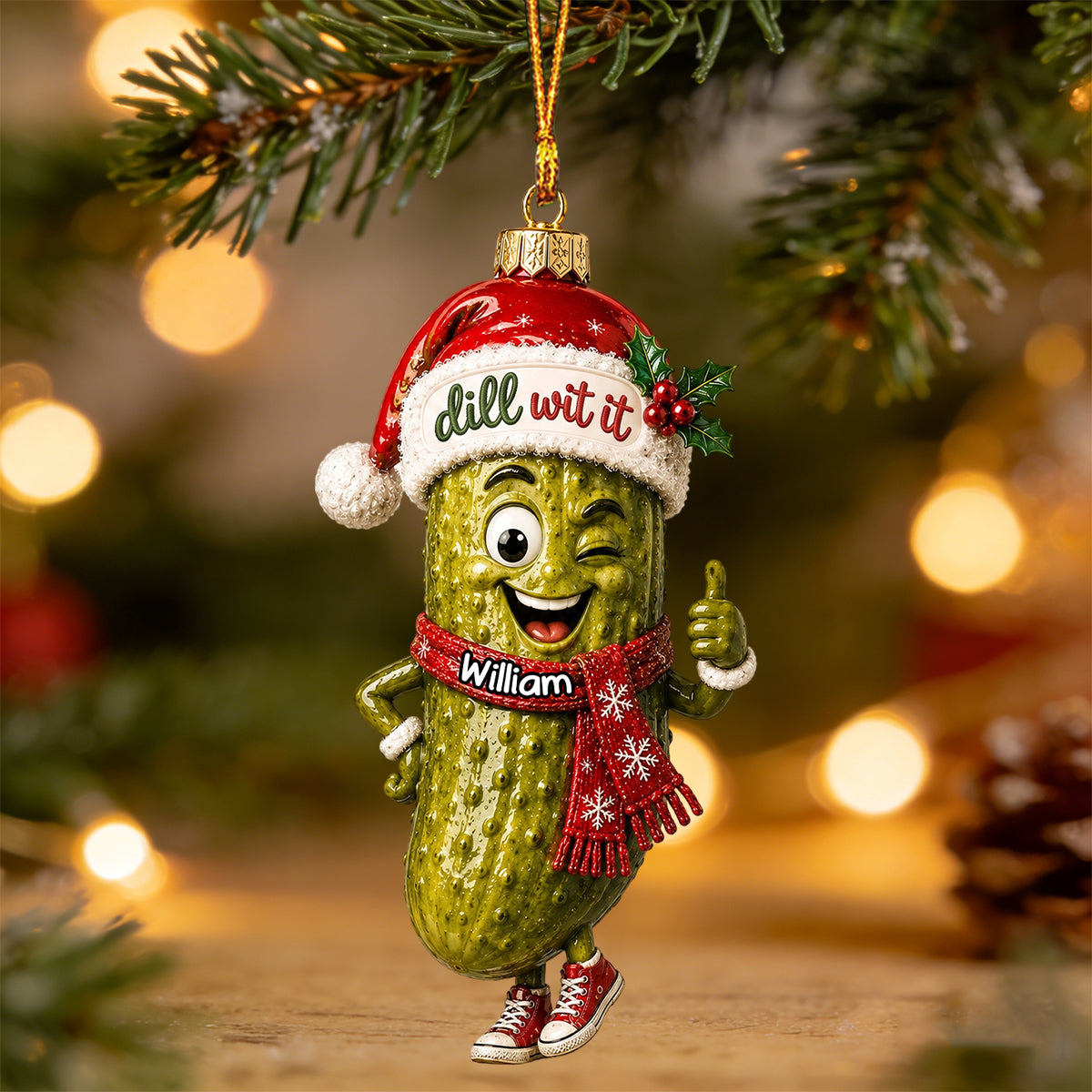 Dill With It - Personalized Pickle Christmas Ornament