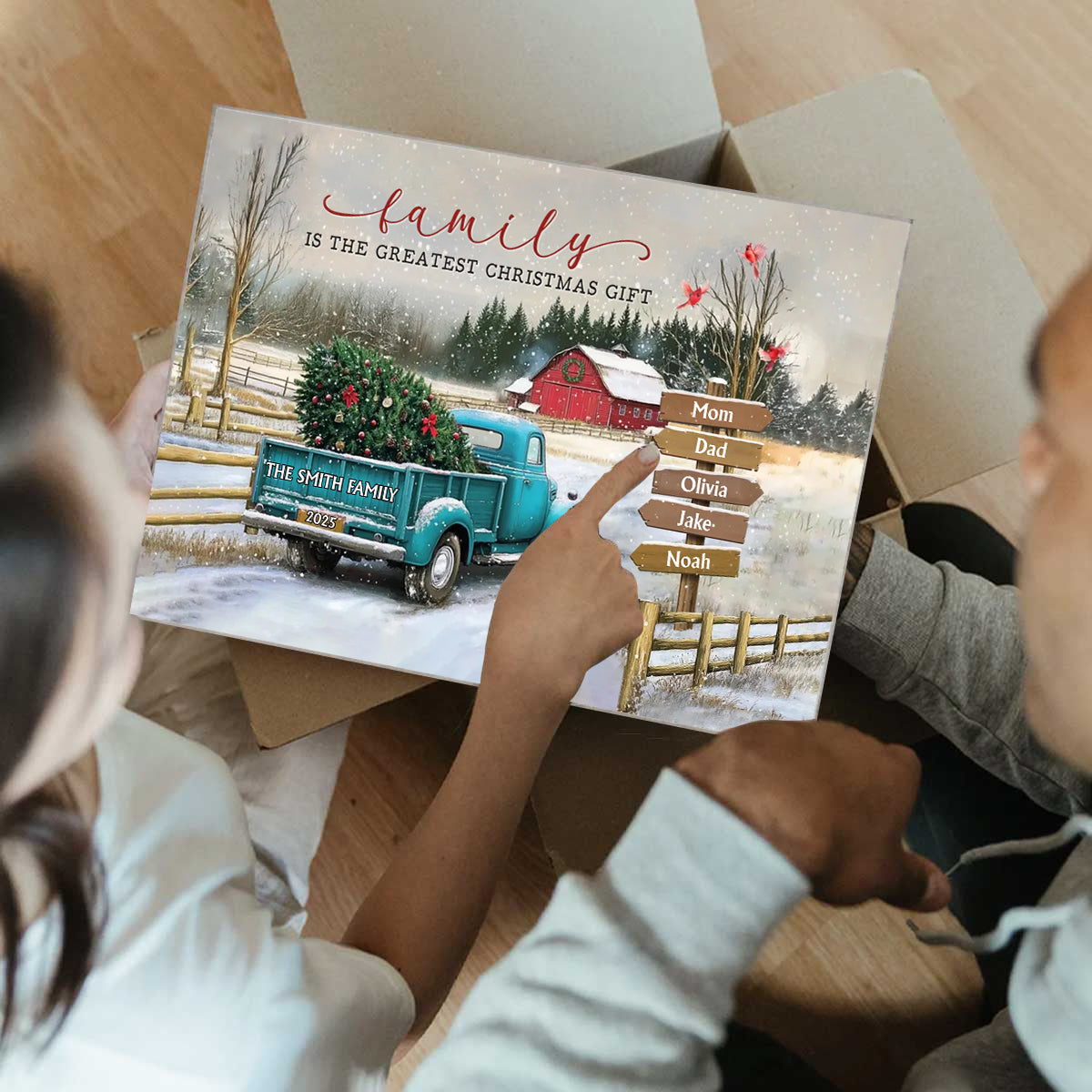 Family Farm - Personalized Family Christmas Truck Poster