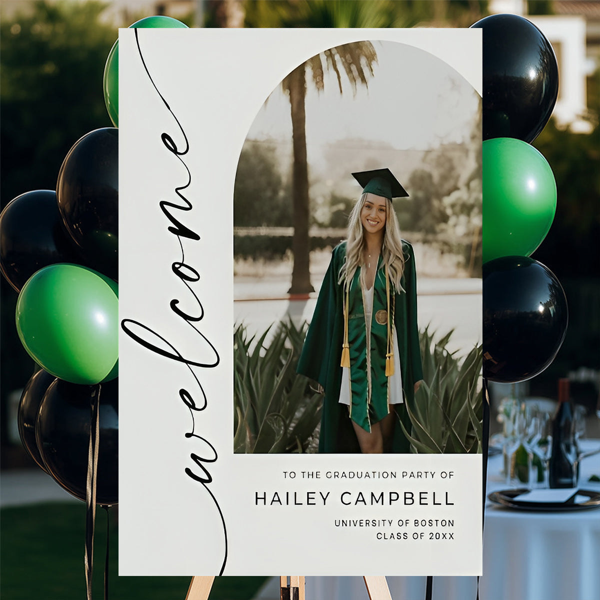 Personalized Graduation Welcome Sign, Custom Photo Grad Party Canvas Welcome Sign