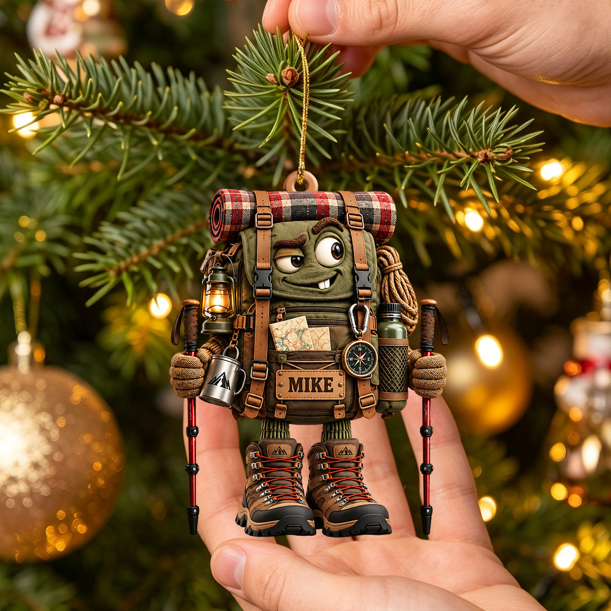 Personalized Hiking Backpack Outdoor Adventure Christmas Ornament - Gift for Hikers