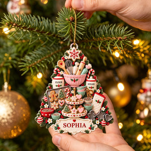 Personalized Baking Christmas Ornament, Custom Name Baker Kitchen Tree Keepsake, Pastry Chef Gift, Gift For Baking Lover