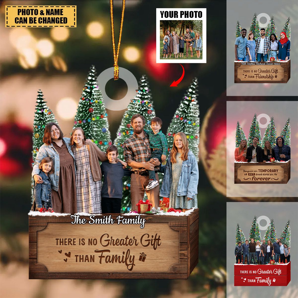 There is no Greater Gift than Family - Personalized Custom Photo Christmas Ornament