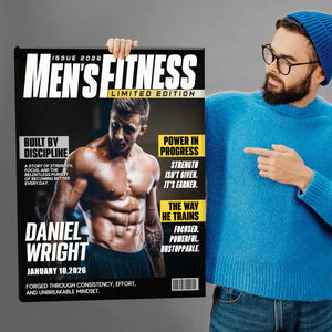 Personalized Men Fitness Magazine Cover, Custom Workout Photo Canvas, Fitness Gift For Him, Gift For Gymer