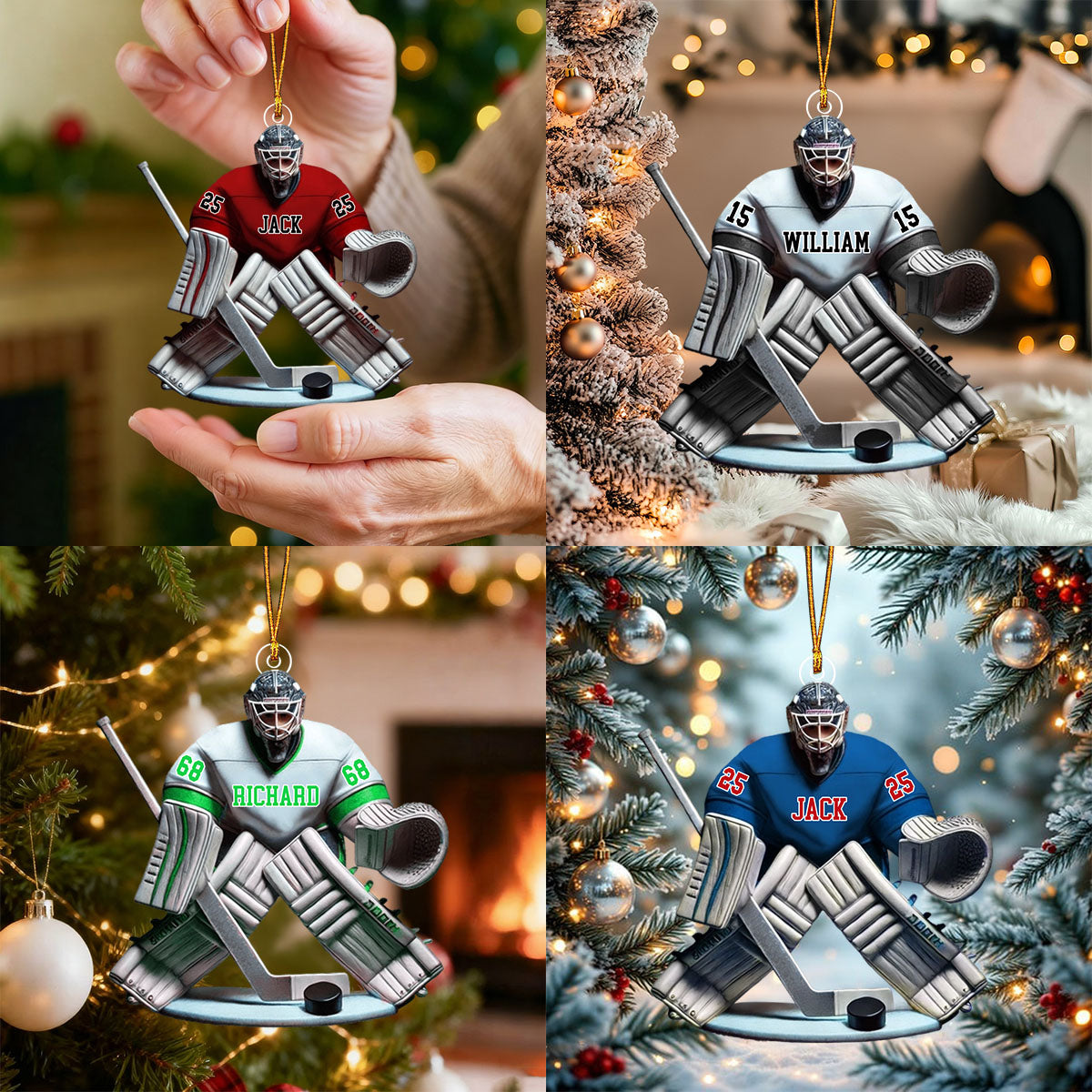 Hockey Goalie Christmas Ornament, Personalized Ornament