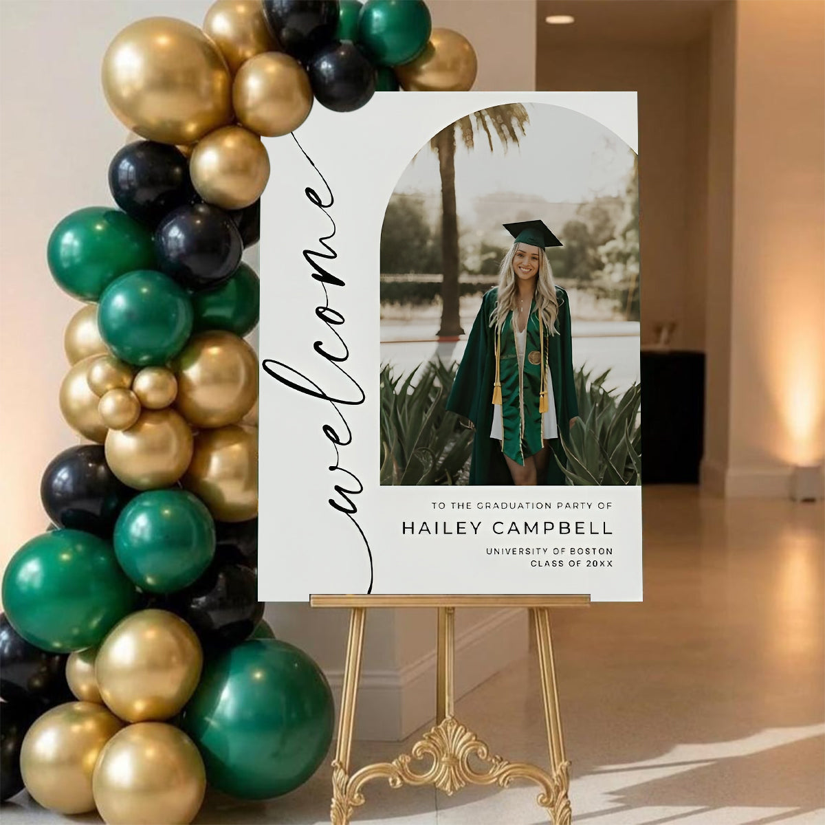 Personalized Graduation Welcome Sign, Custom Photo Grad Party Canvas Welcome Sign