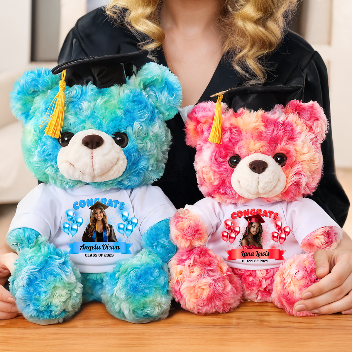 Family Personalized Custom Graduation Litter Bear Plush - Graduate Bear With Cap