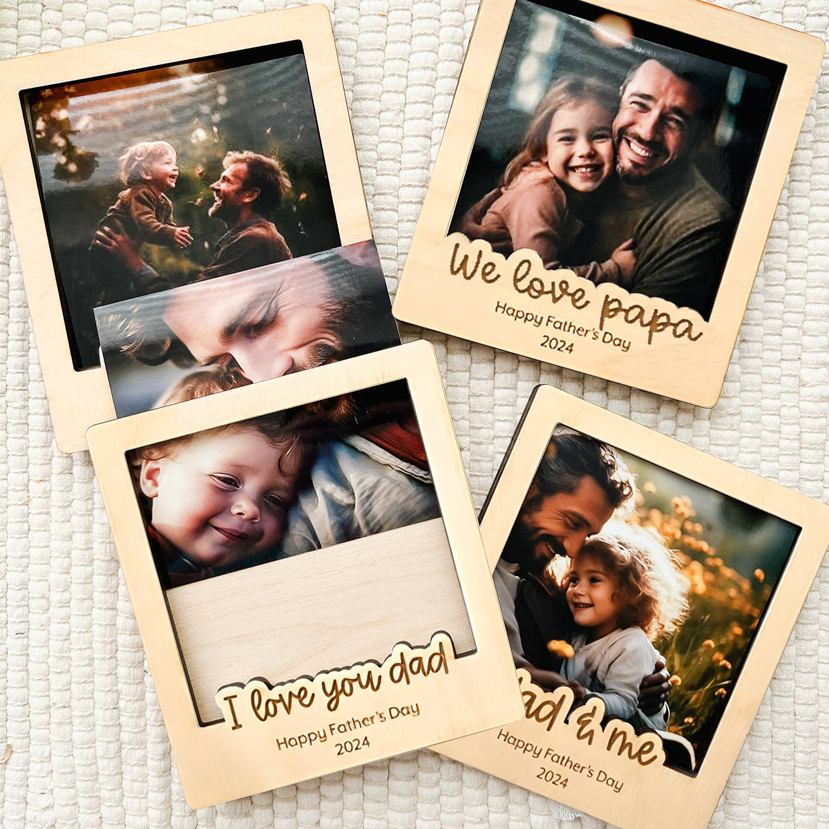 Best Dad Ever - Custom Text Wooden Photo Frame Fridge Magnet, Photo keepsake Fathers Day gift