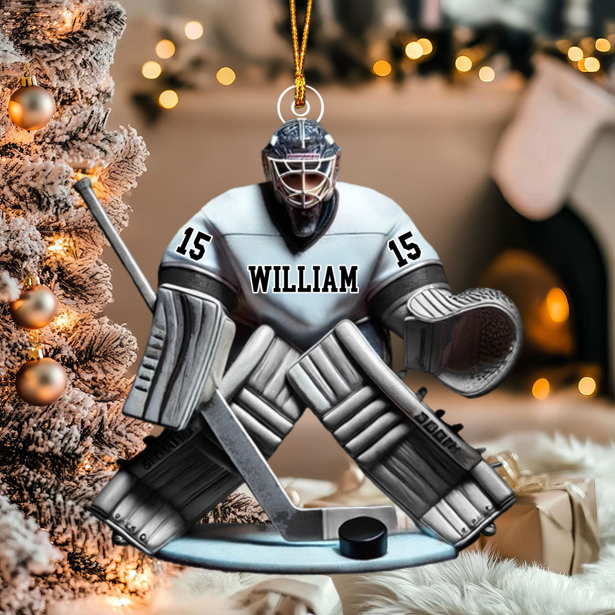 Hockey Goalie Christmas Ornament, Personalized Ornament