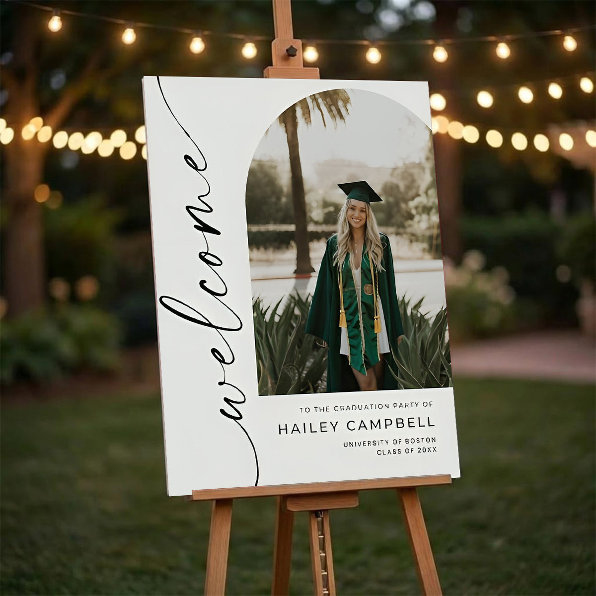 Personalized Graduation Welcome Sign, Custom Photo Grad Party Canvas Welcome Sign