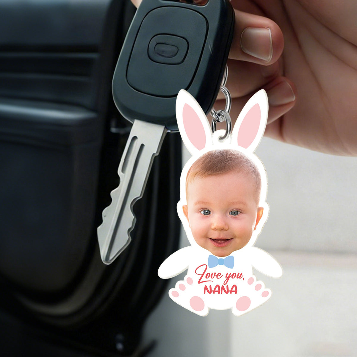 Custom Photo Little Bunny Kid Personalized Gifts For Grandma Keychain Easter Gifts