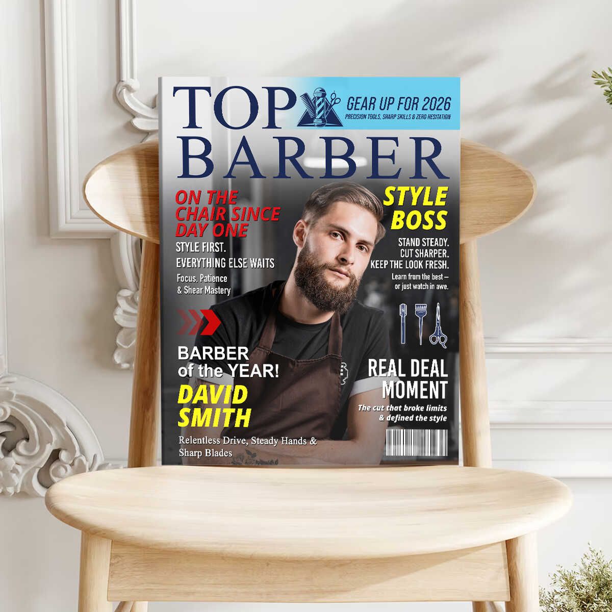 Personalized Barber Magazine Cover, Custom Barber Dad Gift, Barber Lover Gift