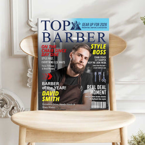 Personalized Barber Magazine Cover, Custom Barber Dad Gift, Barber Lover Gift