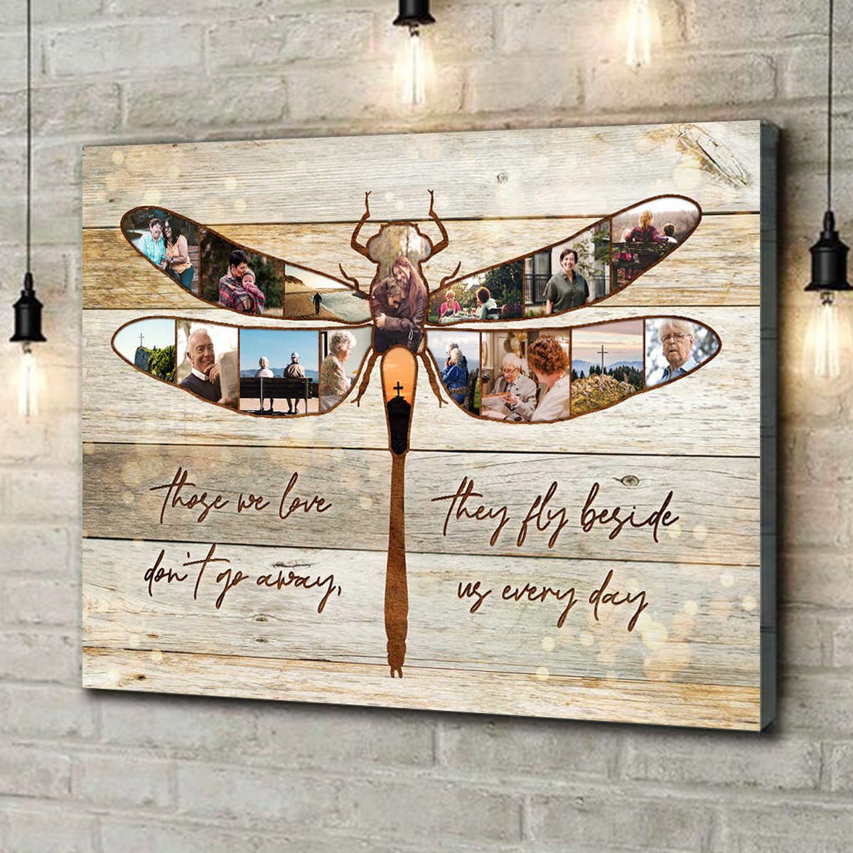 Personalized Dragonfly Photo Collage Canvas Poster Memorial Gift