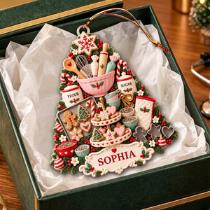 Personalized Baking Christmas Ornament, Custom Name Baker Kitchen Tree Keepsake, Pastry Chef Gift, Gift For Baking Lover