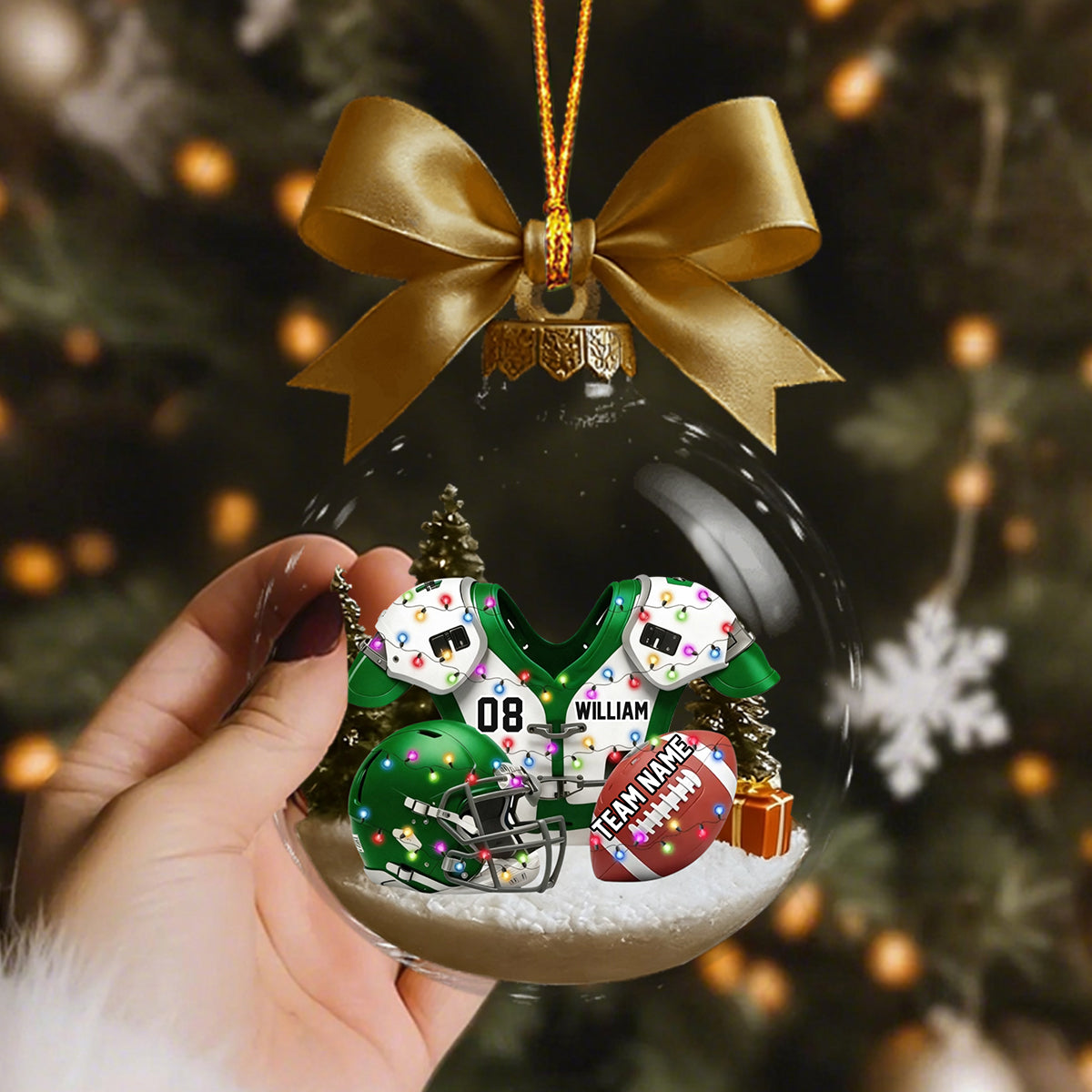 Personalized American Football Transparent Ornament