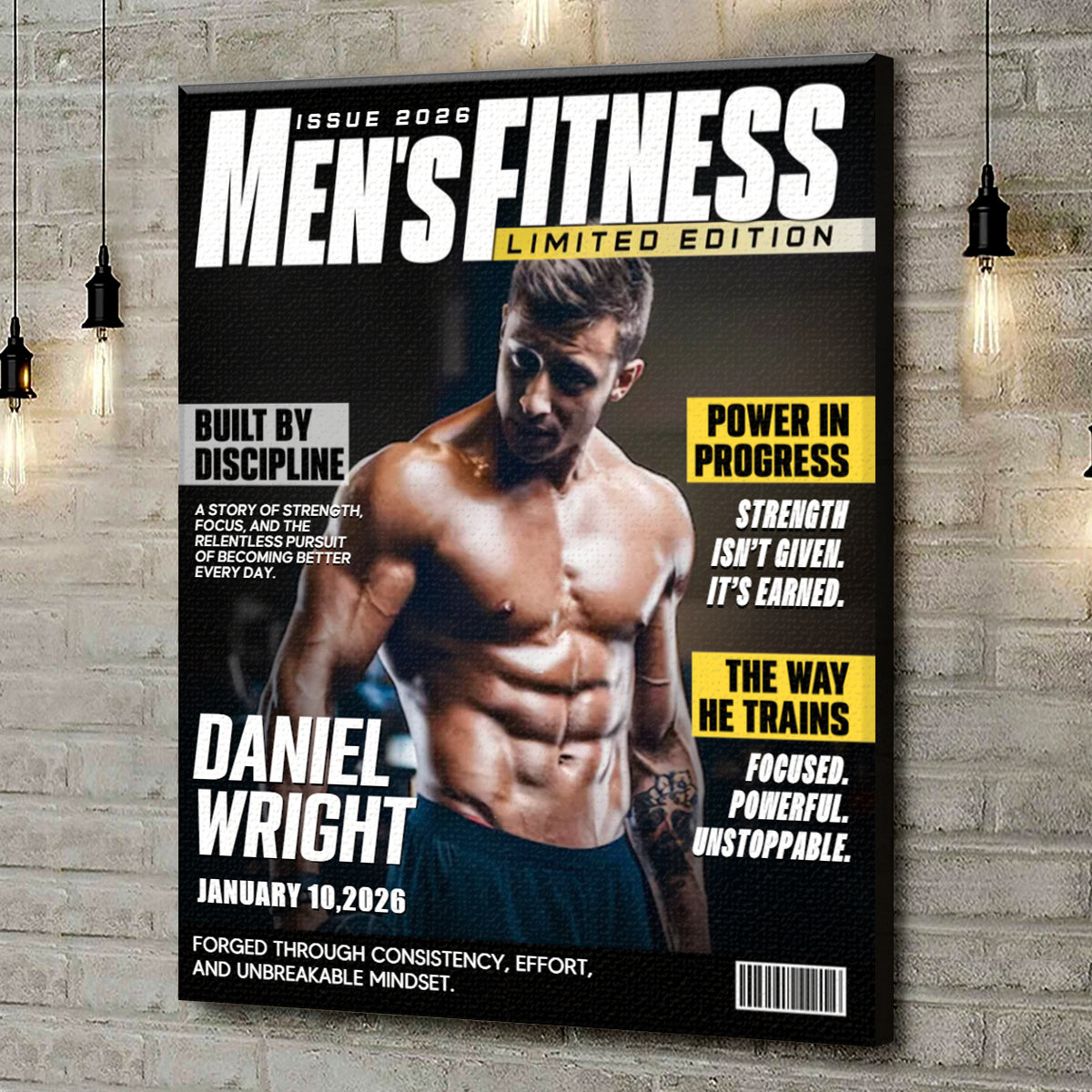 Personalized Men Fitness Magazine Cover, Custom Workout Photo Canvas, Fitness Gift For Him, Gift For Gymer