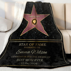 Mom Star Of Fame - Family Personalized Custom Blanket Gift for Mom