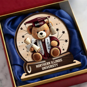 Celebrate Your Achievements Wooden Graduate Teddy Bear Personalized Plaque, Gift For Graduates