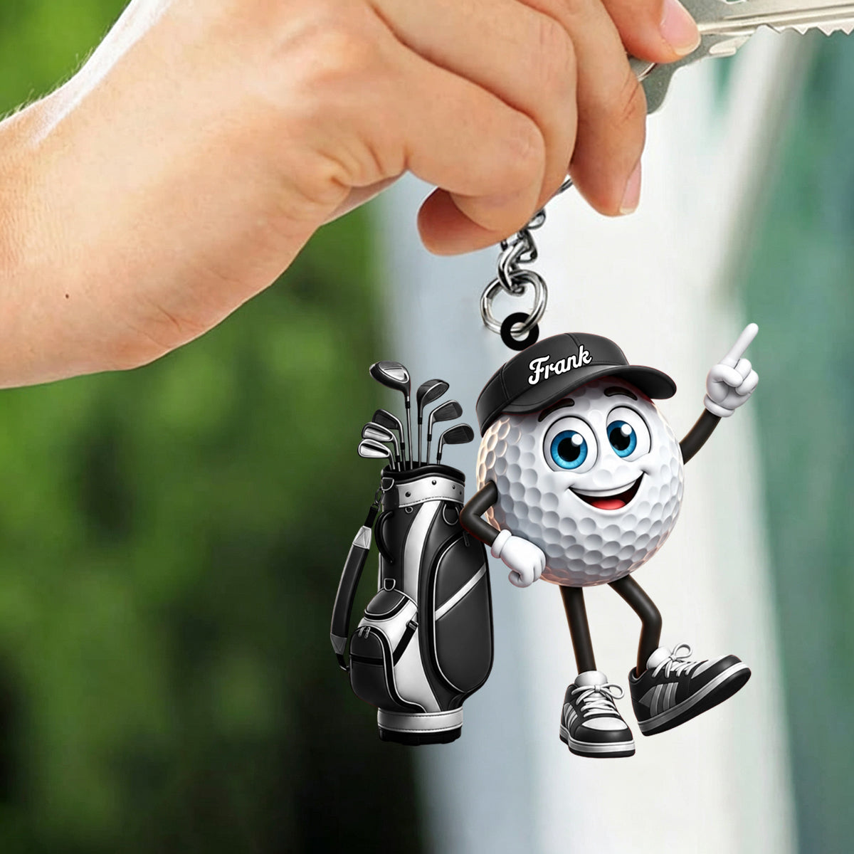 Point Up Personalized Cute Golf Ball Mascot Keychain Gift For Golf Lovers