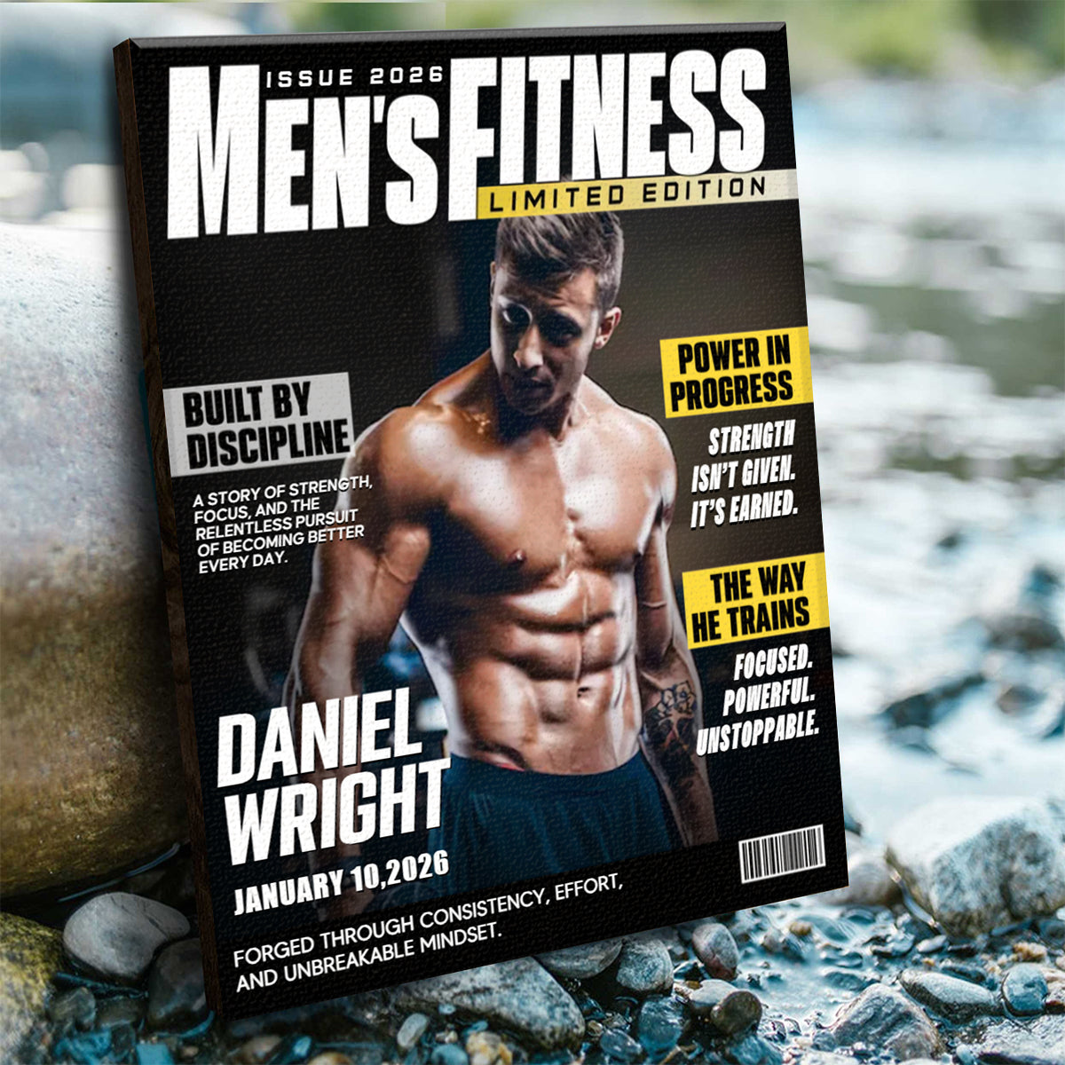 Personalized Men Fitness Magazine Cover, Custom Workout Photo Canvas, Fitness Gift For Him, Gift For Gymer