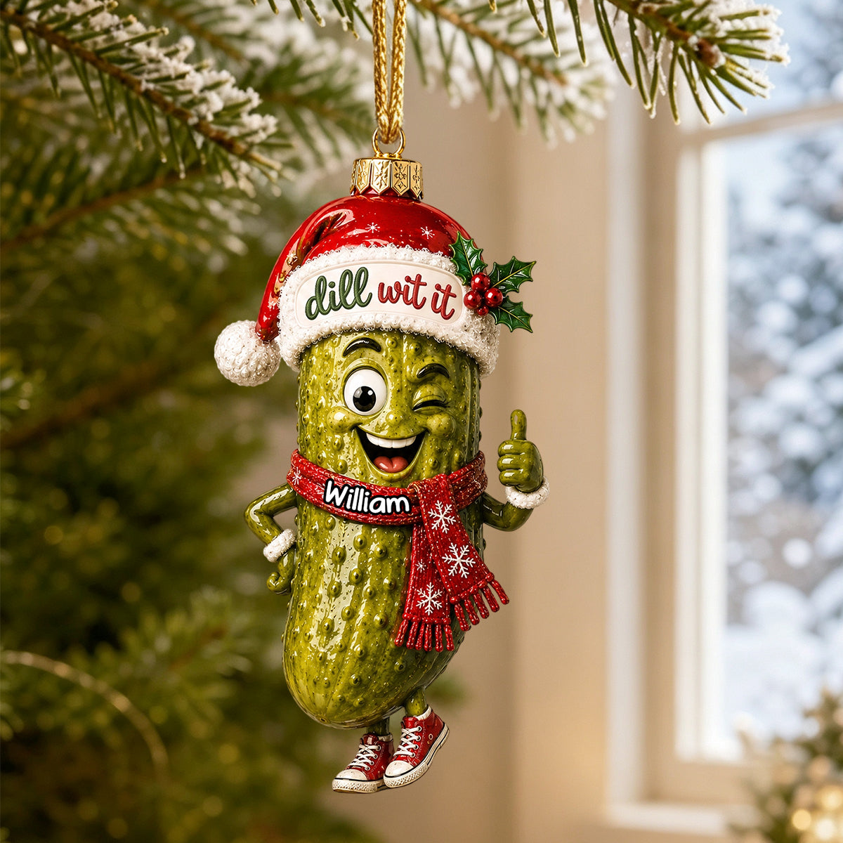 Dill With It - Personalized Pickle Christmas Ornament