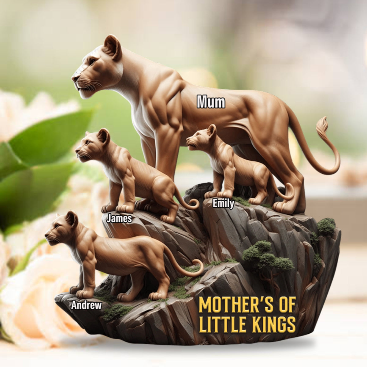 Personalized Lion Mom And Kids Shape Acrylic Block Plaque, Mother's Day Gift For Mom