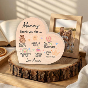 Mummy Gifts From Baby Son Daughter; Personalized Wood Heart Plaque