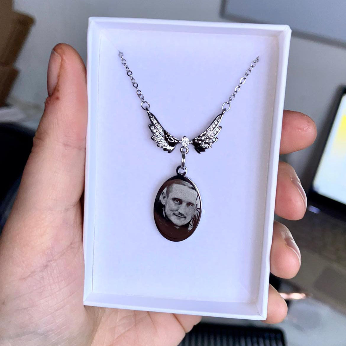 Personalized Photo Guardian Angel Necklace