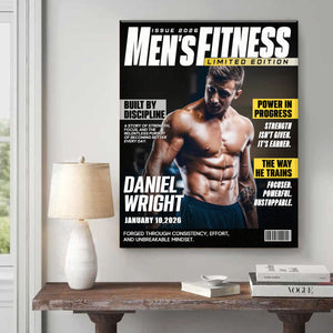 Personalized Men Fitness Magazine Cover, Custom Workout Photo Canvas, Fitness Gift For Him, Gift For Gymer