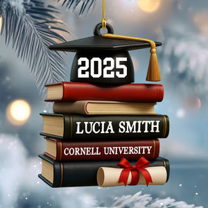 Celebrating Academic Excellence Books And Diploma Personalized Acrylic Ornament