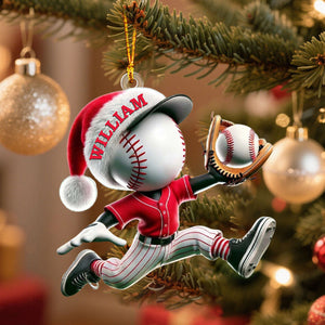 Baseball Catcher Christmas Ornament, Personalized Acrylic Ornament for Baseball Lover