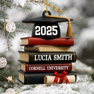 Celebrating Academic Excellence Books And Diploma Personalized Acrylic Ornament