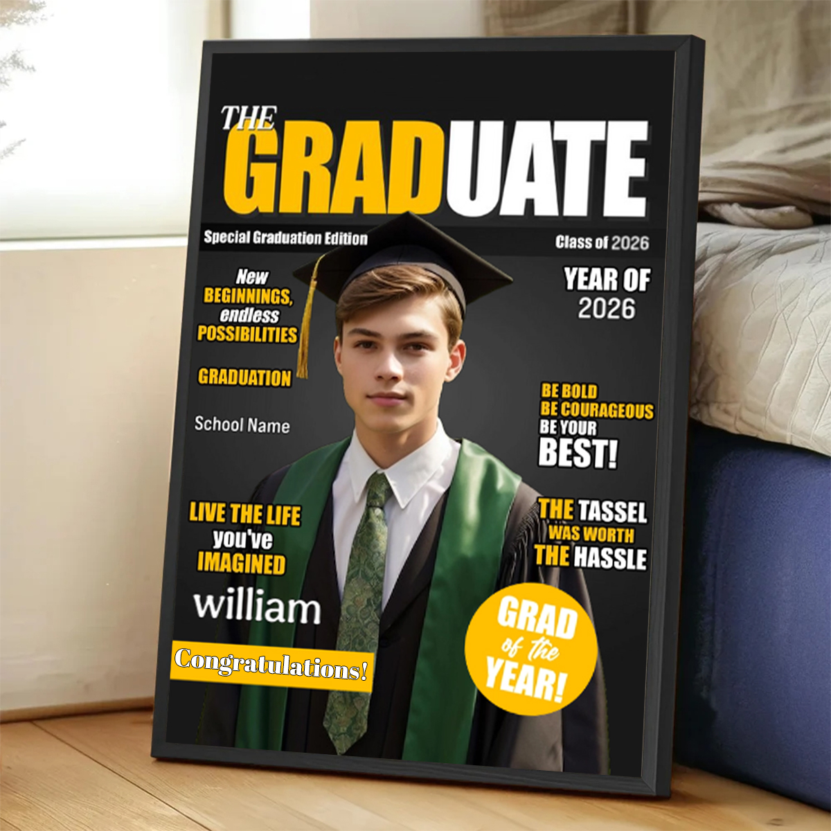 Personalized Class Of 2026 Magazine Custom Photo & Name Poster Canva