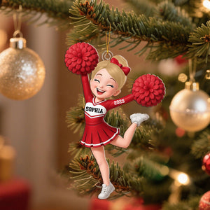Personalized Cheerleader Girl  Acrylic Ornament, Christmas Gift for Daughter, for Granddaughter
