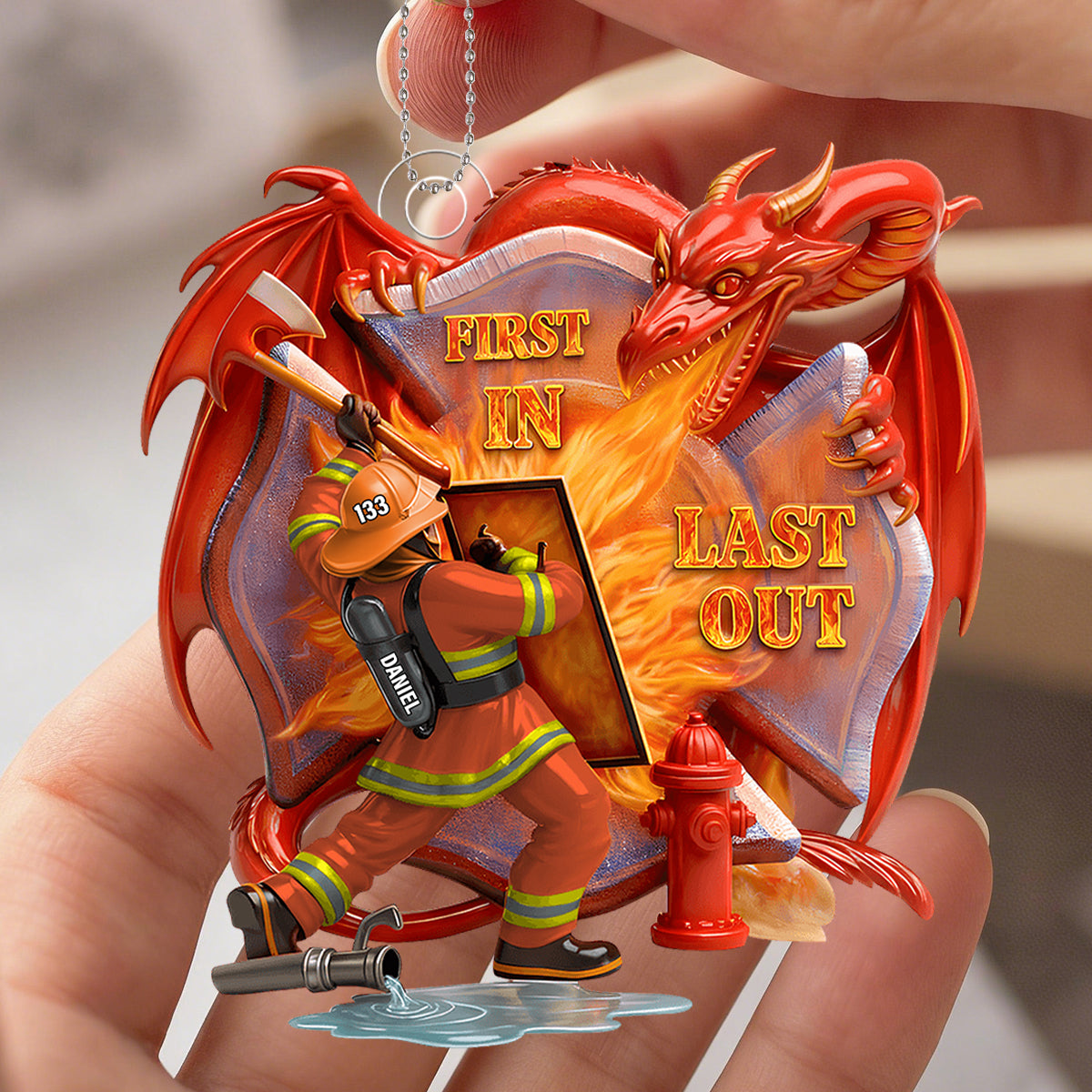 Firefighting With Fire - Personalized Acrylic Ornament Gifts For Firefighter