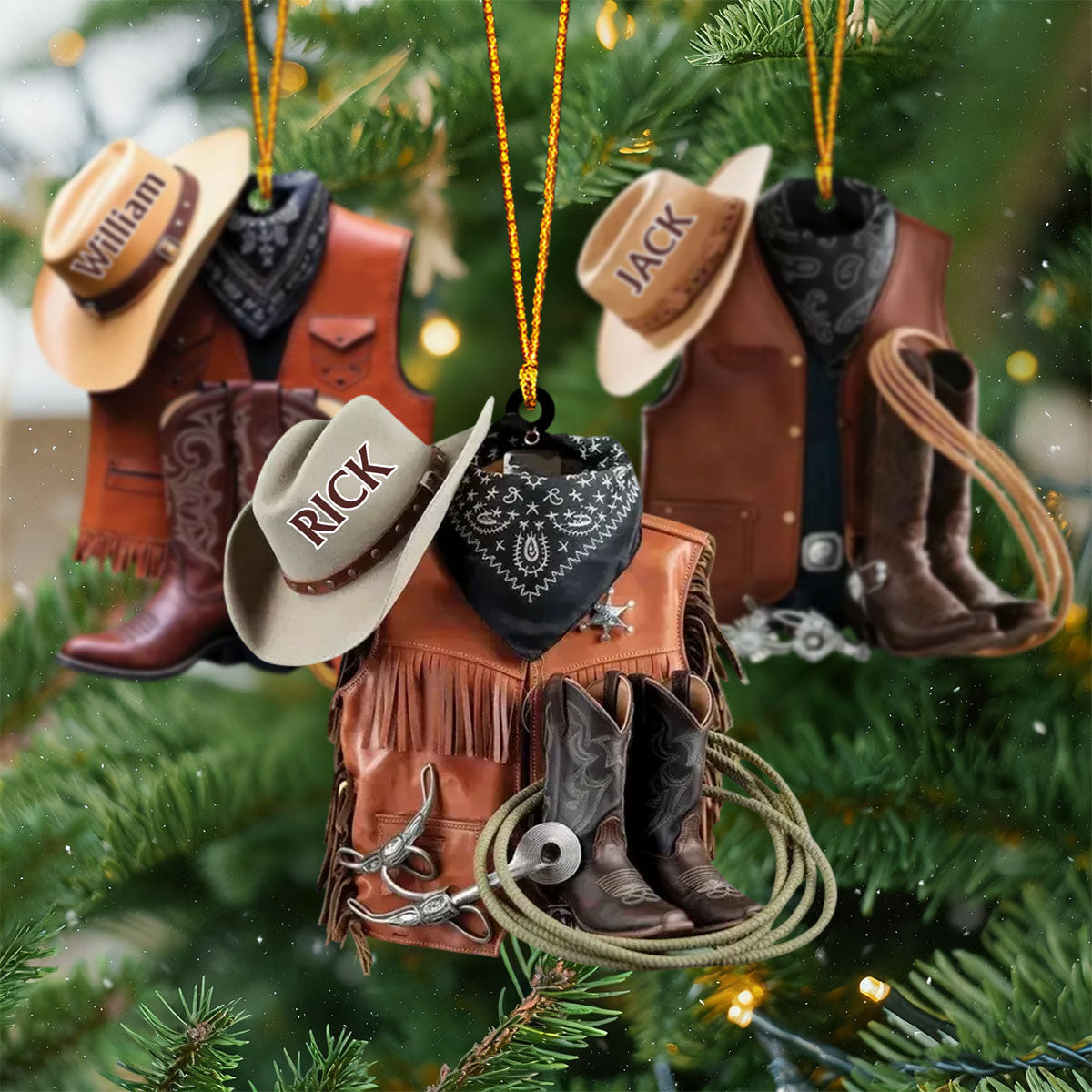 Cowboy Boots and Hat - Personalized Custom Name Ornament, Christmas Gift For Horse lover