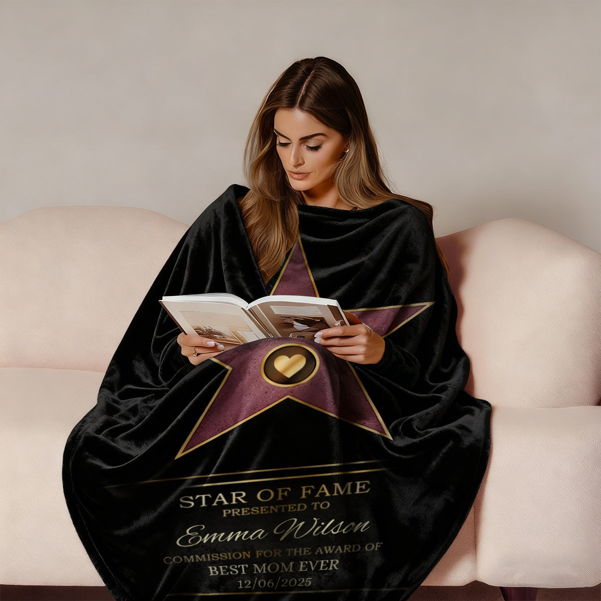 Mom Star Of Fame - Family Personalized Custom Blanket Gift for Mom