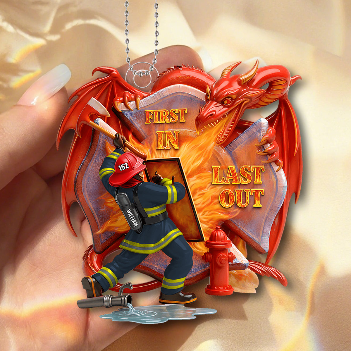 Firefighting With Fire - Personalized Acrylic Ornament Gifts For Firefighter
