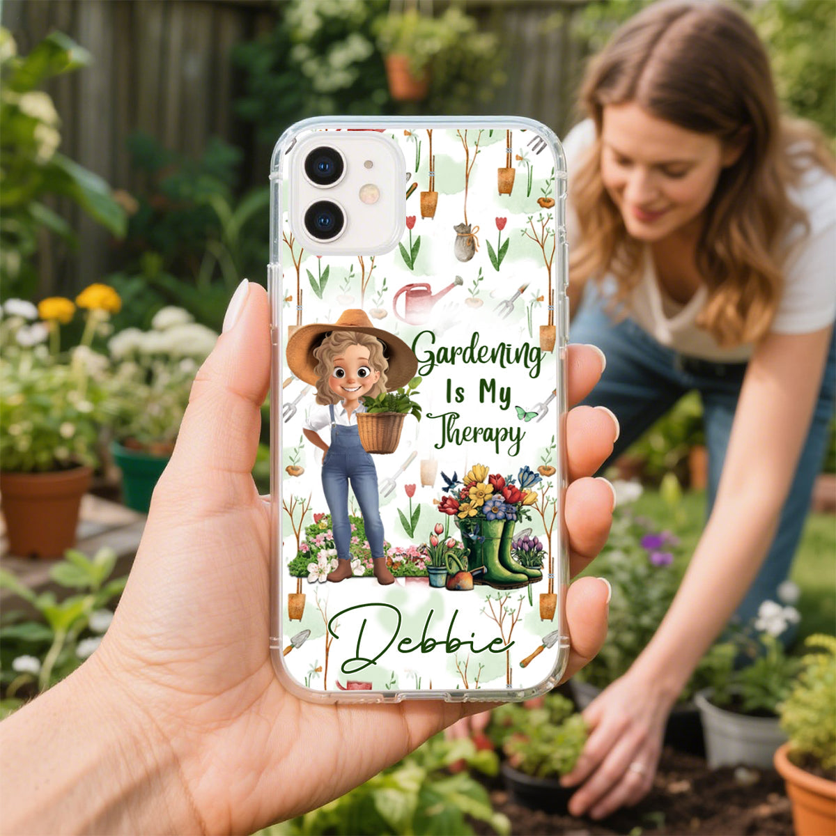 Gardening Is My Therapy - Personalized Clear Phone Case
