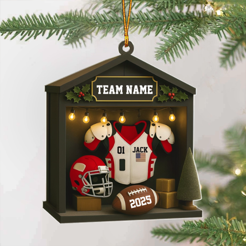 Personalized American Football Christmas House Ornament