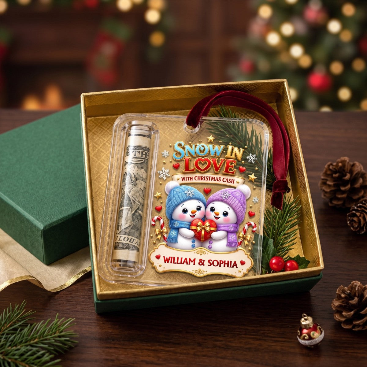 Couple Gift Personalized Christmas Cash Holder Acrylic Ornament