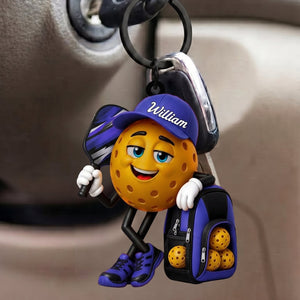 Chill Pickleball Mascot Personalized Pickleball Keychain Gift for Male & Female Players