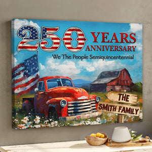 Personalized Family Name Patriotic Canvas – 250 Years Anniversary Gift Independence Day